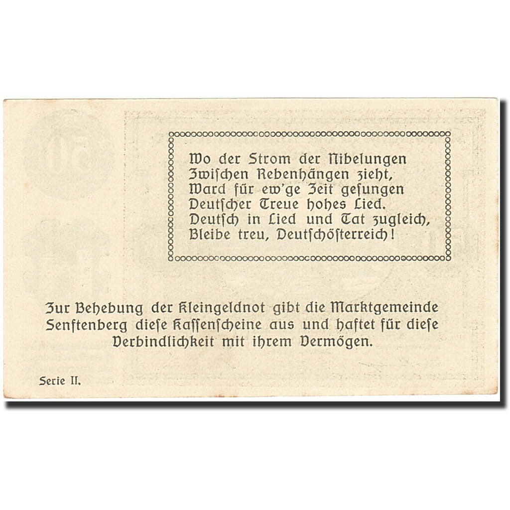 Banknote, Austria, Senftenberg, 50 Heller, paysage, 1920, 1920-12-31, UNC(60-62)
