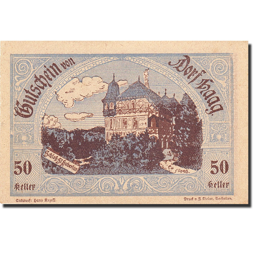 Banknote, Austria, Haag, 50 Heller, manoir, 1920, 1920-12-30, UNC(63)