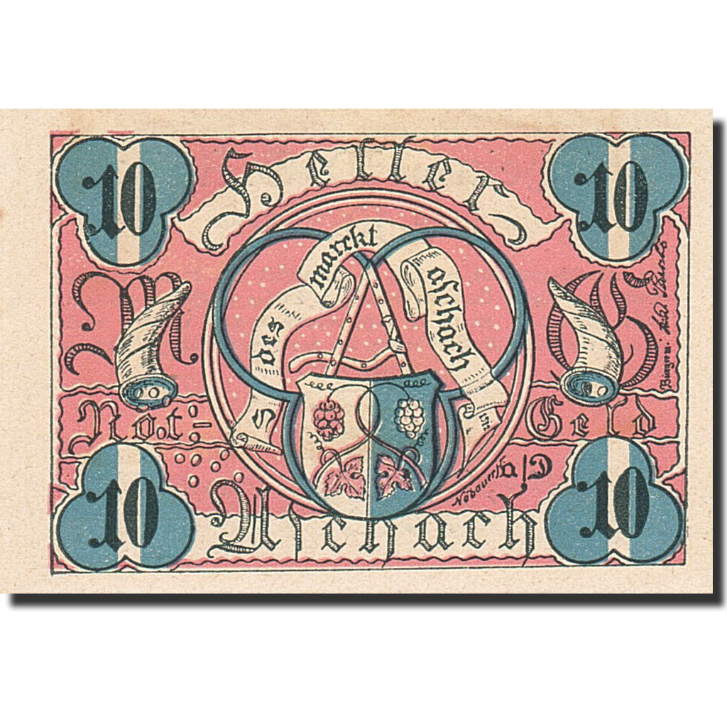Banknote, Austria, Aschach an der Donau, 10 Heller, Blason, 1920, 1920-12-31