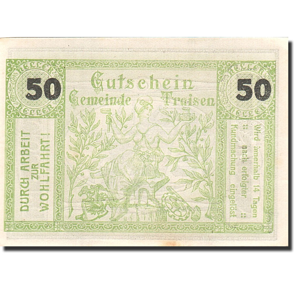 Banknote, Austria, Traisen, 50 Heller, Batiment, 1920, 1920-12-31, UNC(60-62)