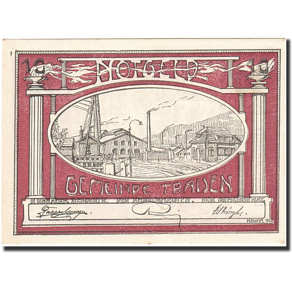 Banknote, Austria, Traisen, 10 Heller, Usine, 1920, 1920-12-31, AU(55-58)