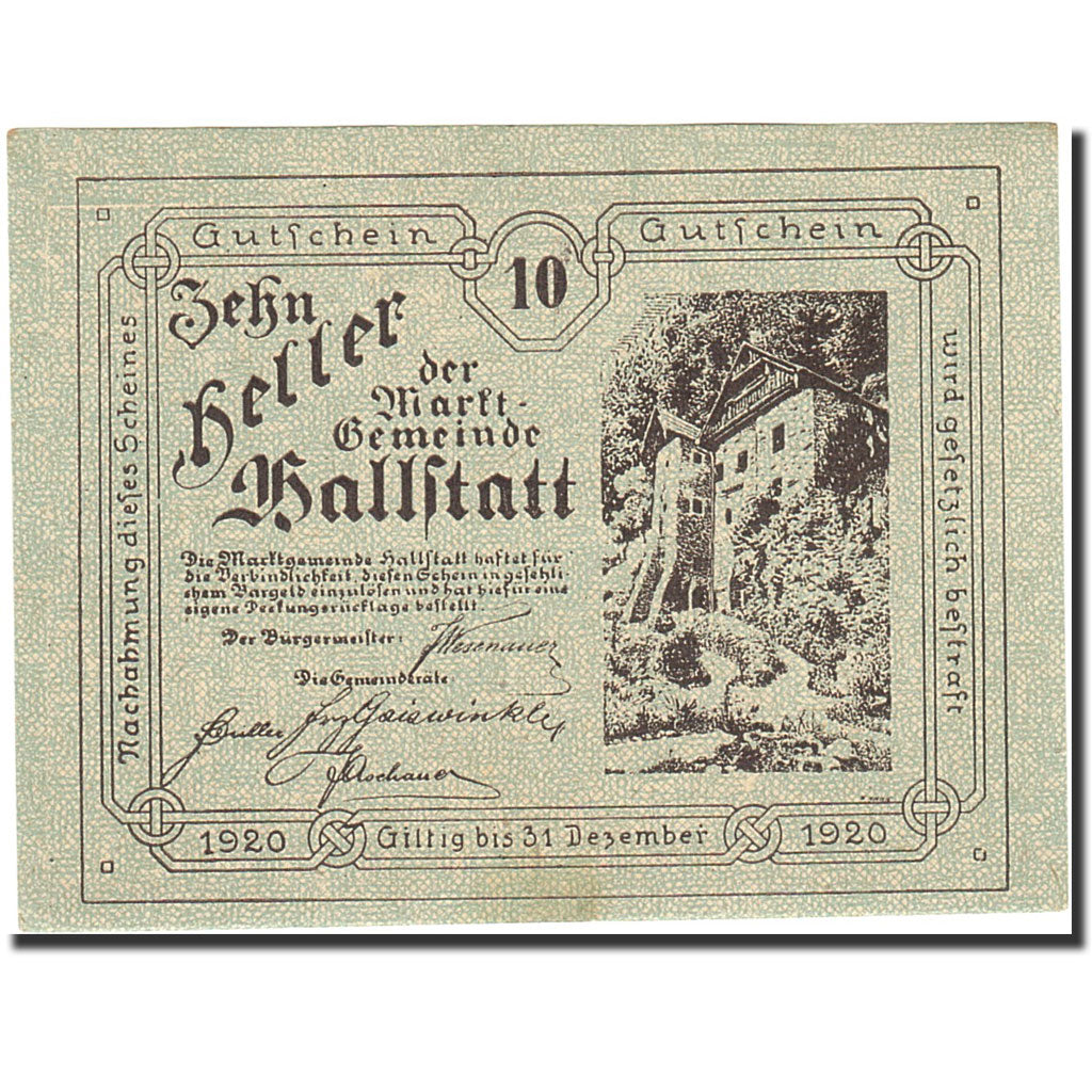 Banknote, Austria, Giltig, 10 Heller, château, 1920, 1920-12-31, UNC(60-62)