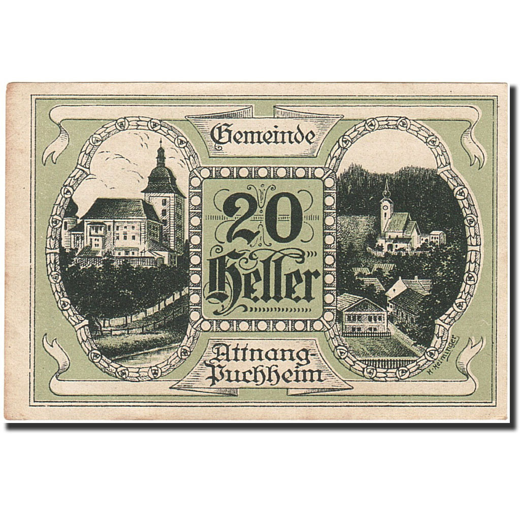 Banknote, Austria, Attnang-Puchheim, 20 Heller, village, 1921, 1921-04-30