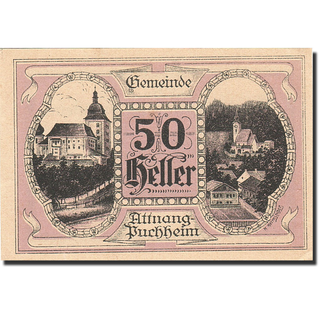 Banknote, Austria, Attnang-Puchheim, 50 Heller, village, 1921, 1921-04-30