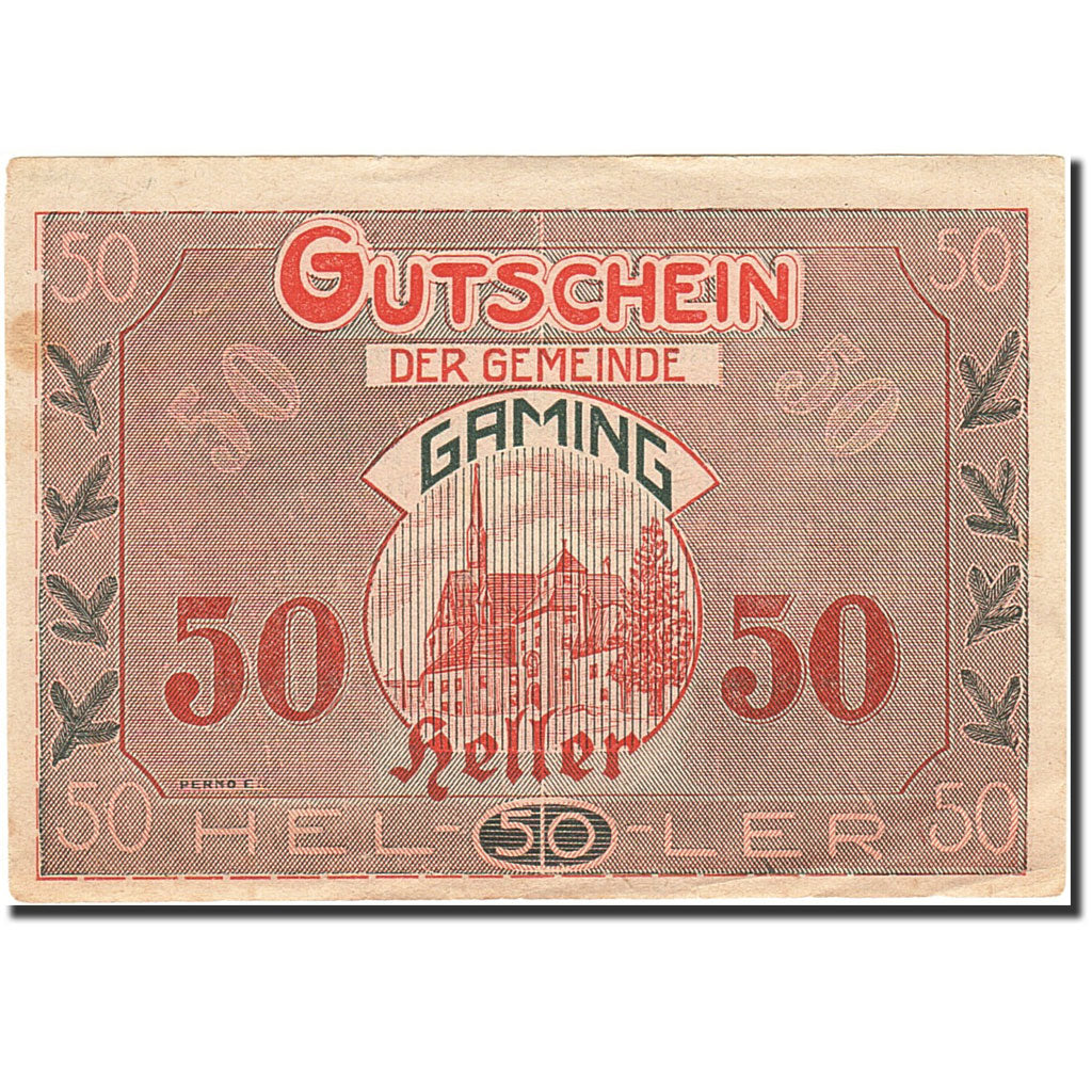 Banknote, Austria, Gaming, 50 Heller, Eglise, 1920, 1920-12-31, EF(40-45)