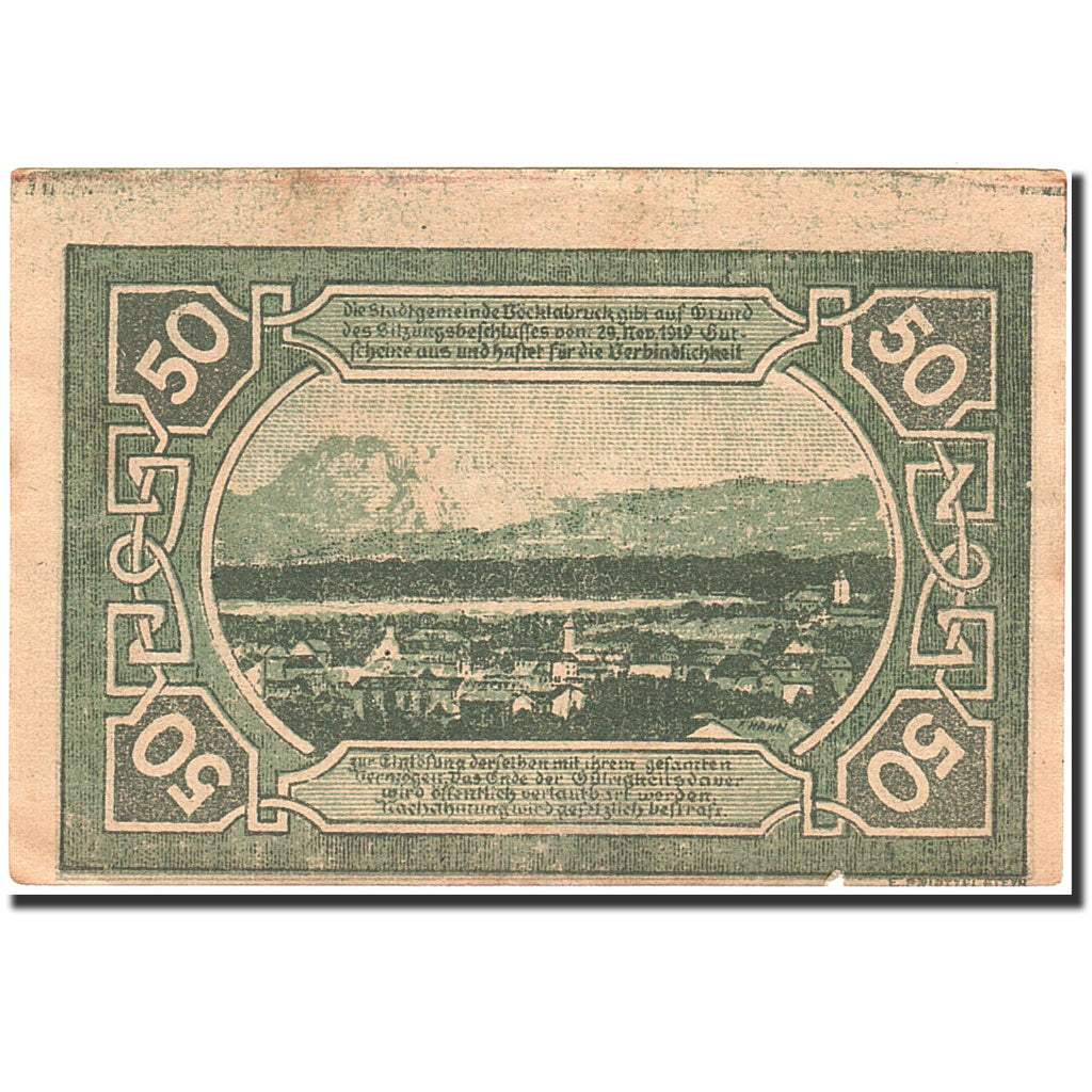 Banknote, Austria, Vocklabruck, 50 Heller, château, 1920, 1920-03-17, EF(40-45)