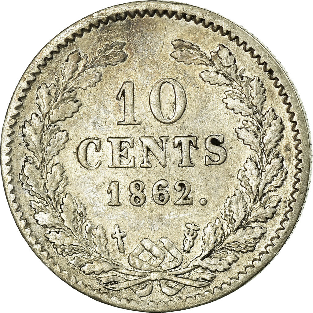 Coin, Netherlands, William III, 10 Cents, 1862, EF(40-45), Silver, KM:80