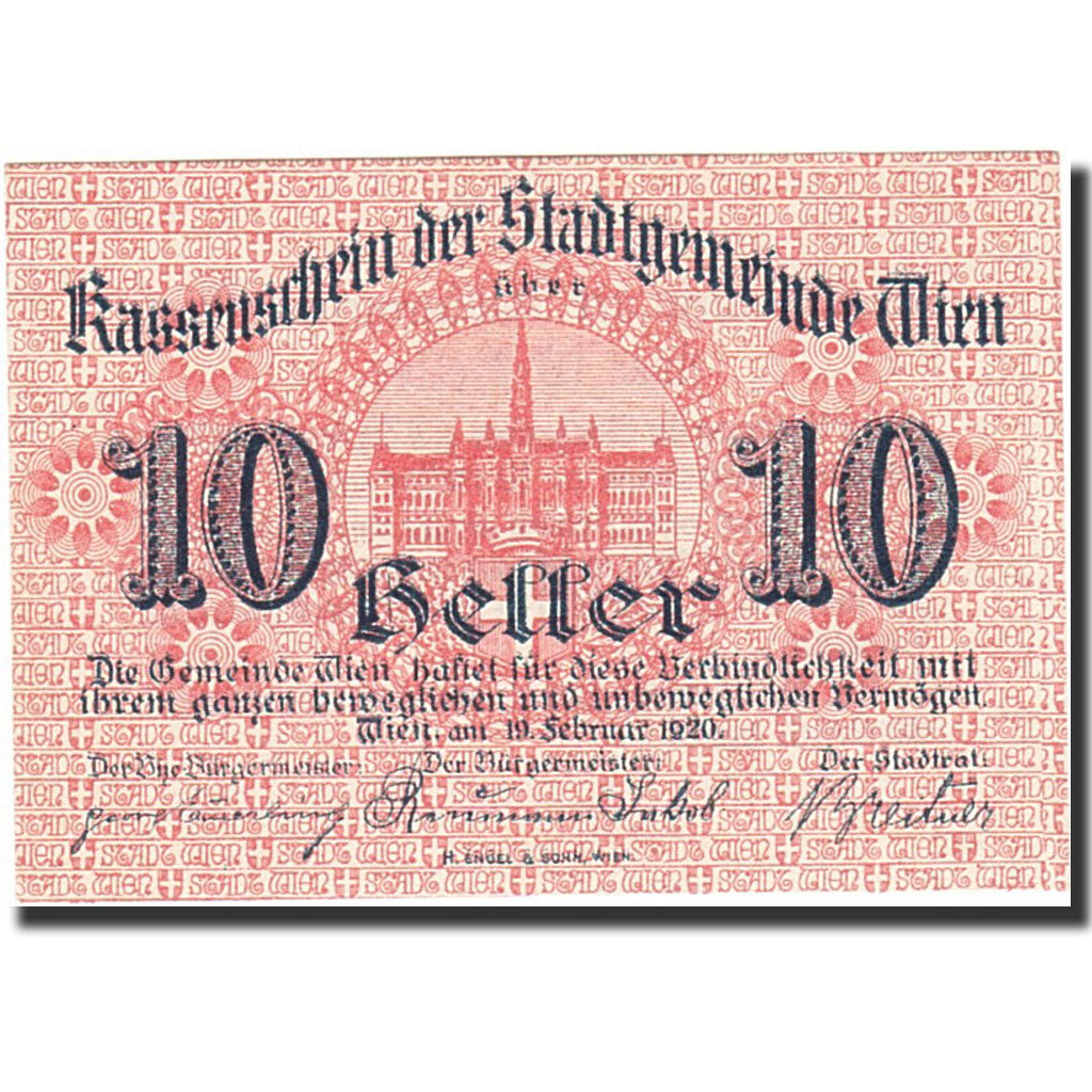 Banknote, Austria, Vienne, 10 Heller, château, 1919, 1919-11-21, UNC(65-70)