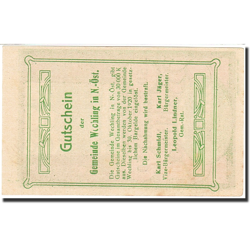 Banknote, Austria, Wechling, 50 Heller, village, 1920, 1920-10-30, UNC(60-62)