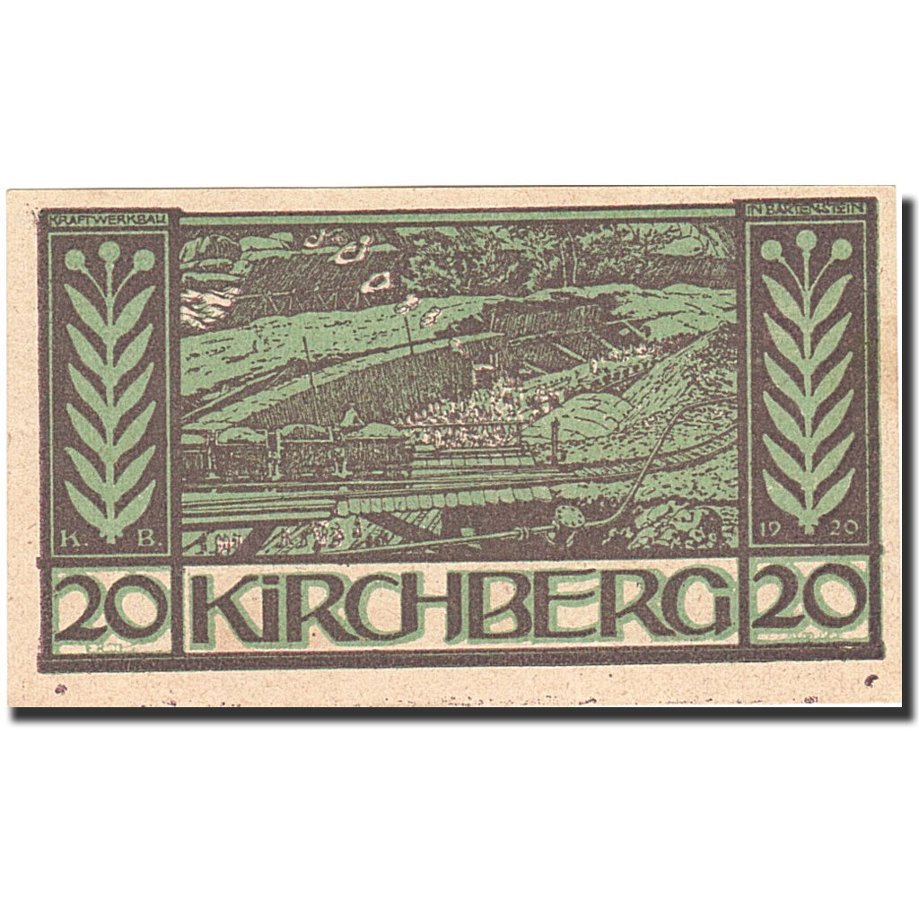 Banconote, Austria, Kirchberg ob der Donau, 20 Heller, paysage, 1920