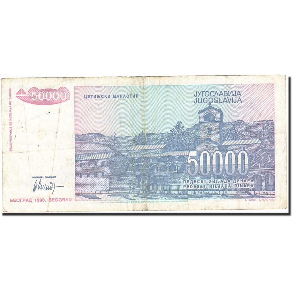 Banconote, Iugoslavia, 50,000 Dinara, 1993, KM:130, 1993, MB