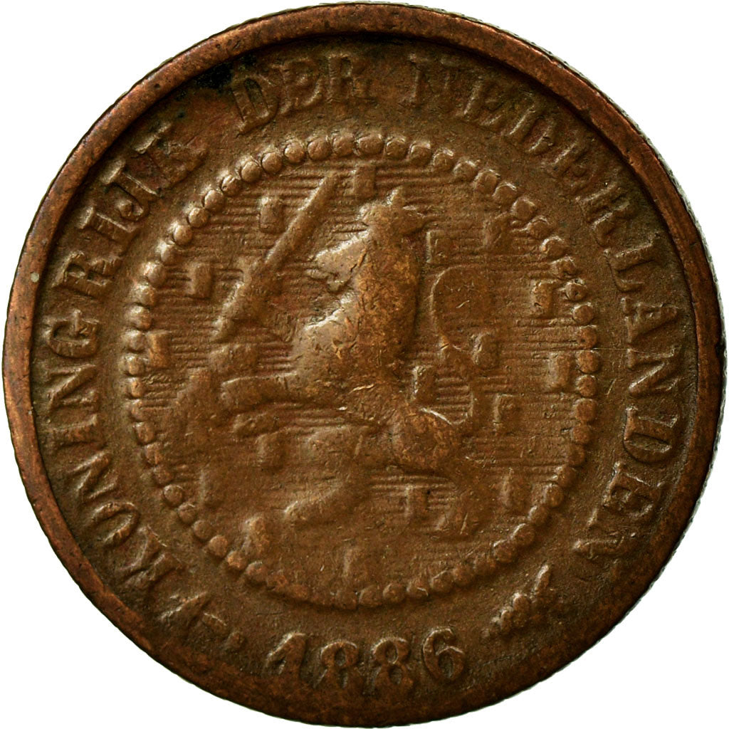 Coin, Netherlands, William III, 1/2 Cent, 1886, VF(20-25), Bronze, KM:109.1