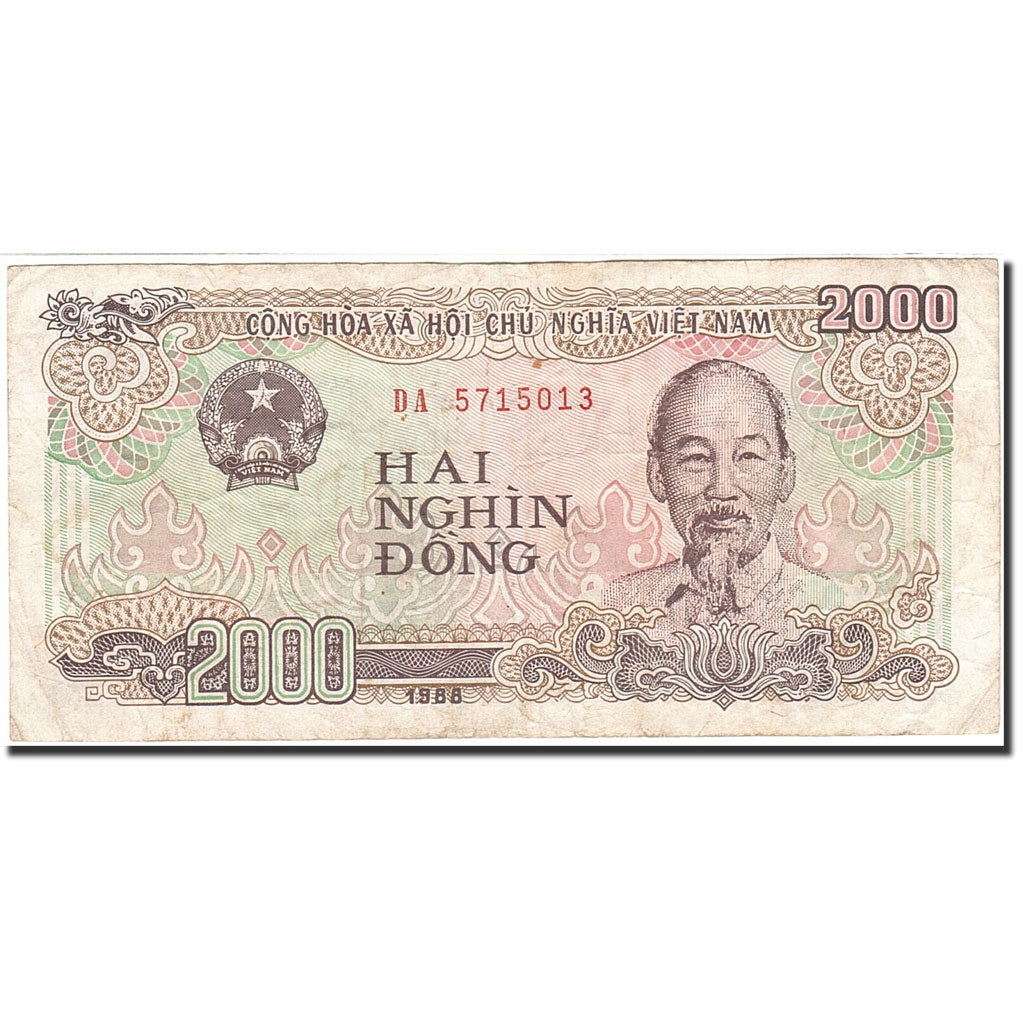 Geldschein, Vietnam, 2000 D<ox>ng, 1988-1991, 1988, KM:107b, S