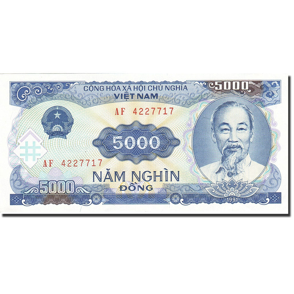 Geldschein, Vietnam, 5000 D<ox>ng, 1988-1991, 1991, KM:108a, VZ