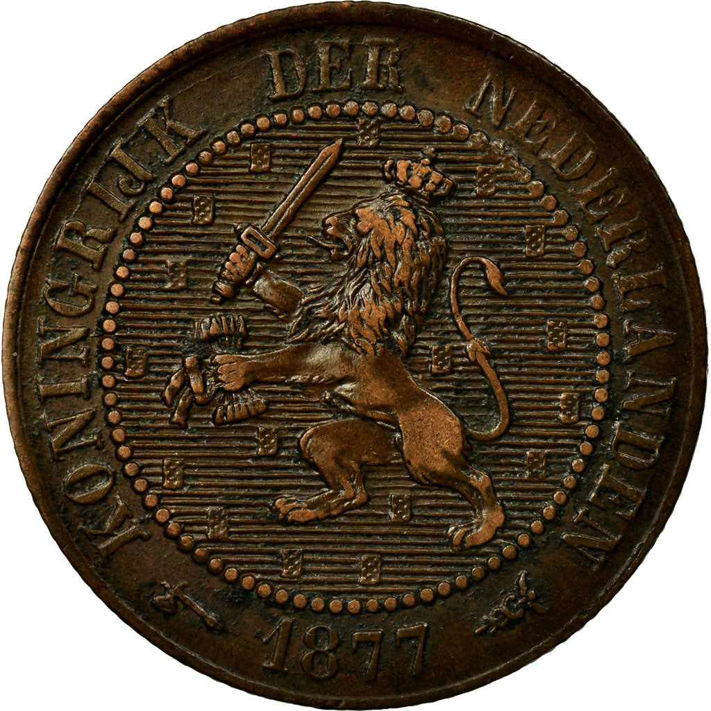 Coin, Netherlands, William III, 2-1/2 Cent, 1877, EF(40-45), Bronze, KM:108.1