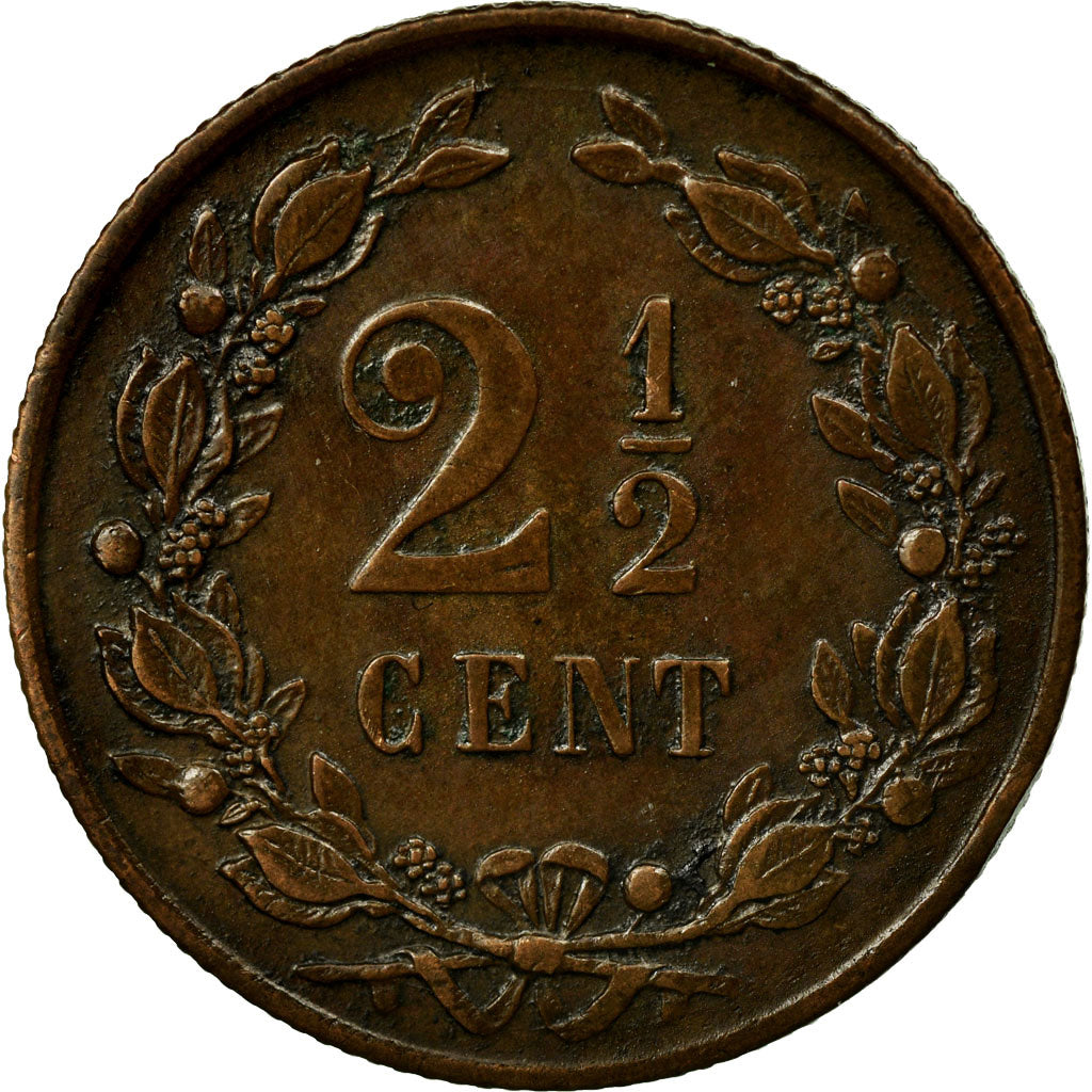 Coin, Netherlands, William III, 2-1/2 Cent, 1877, EF(40-45), Bronze, KM:108.1