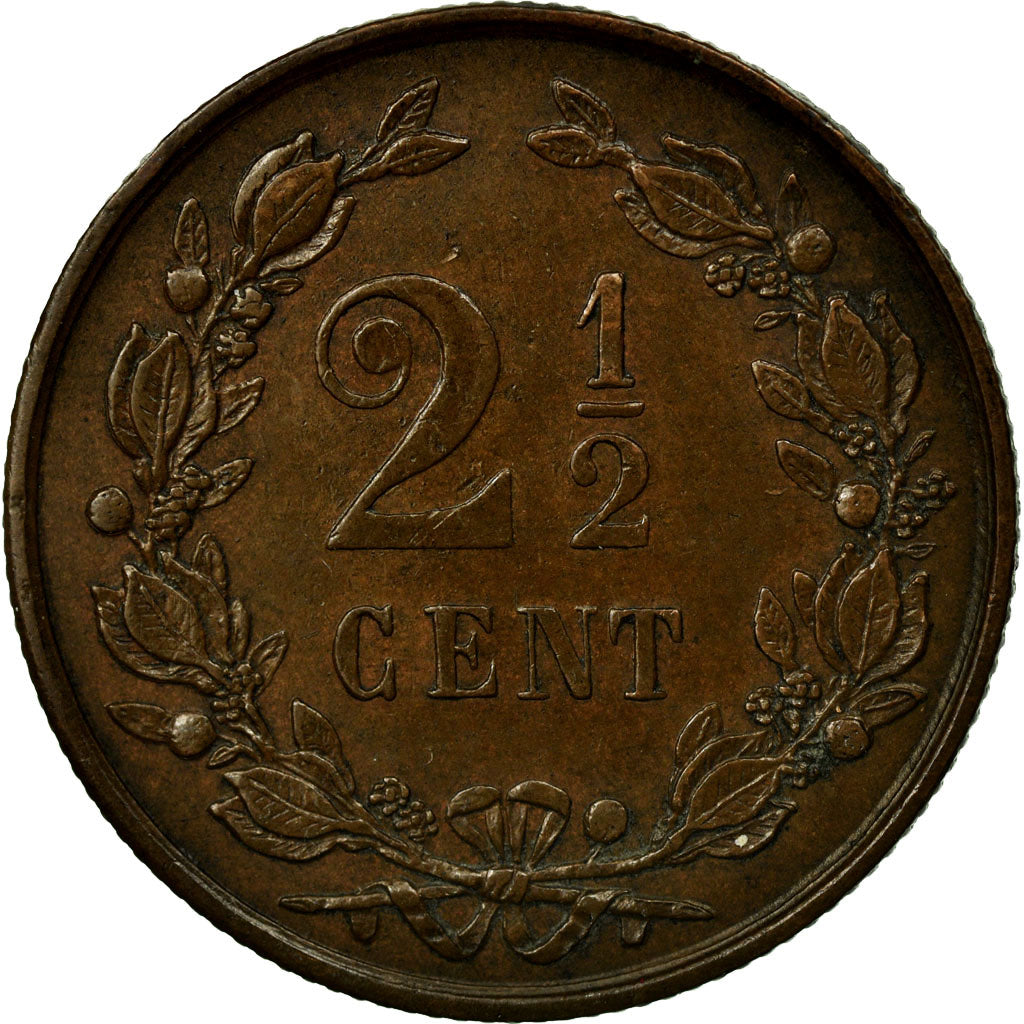 Coin, Netherlands, William III, 2-1/2 Cent, 1880, AU(55-58), Bronze, KM:108.1