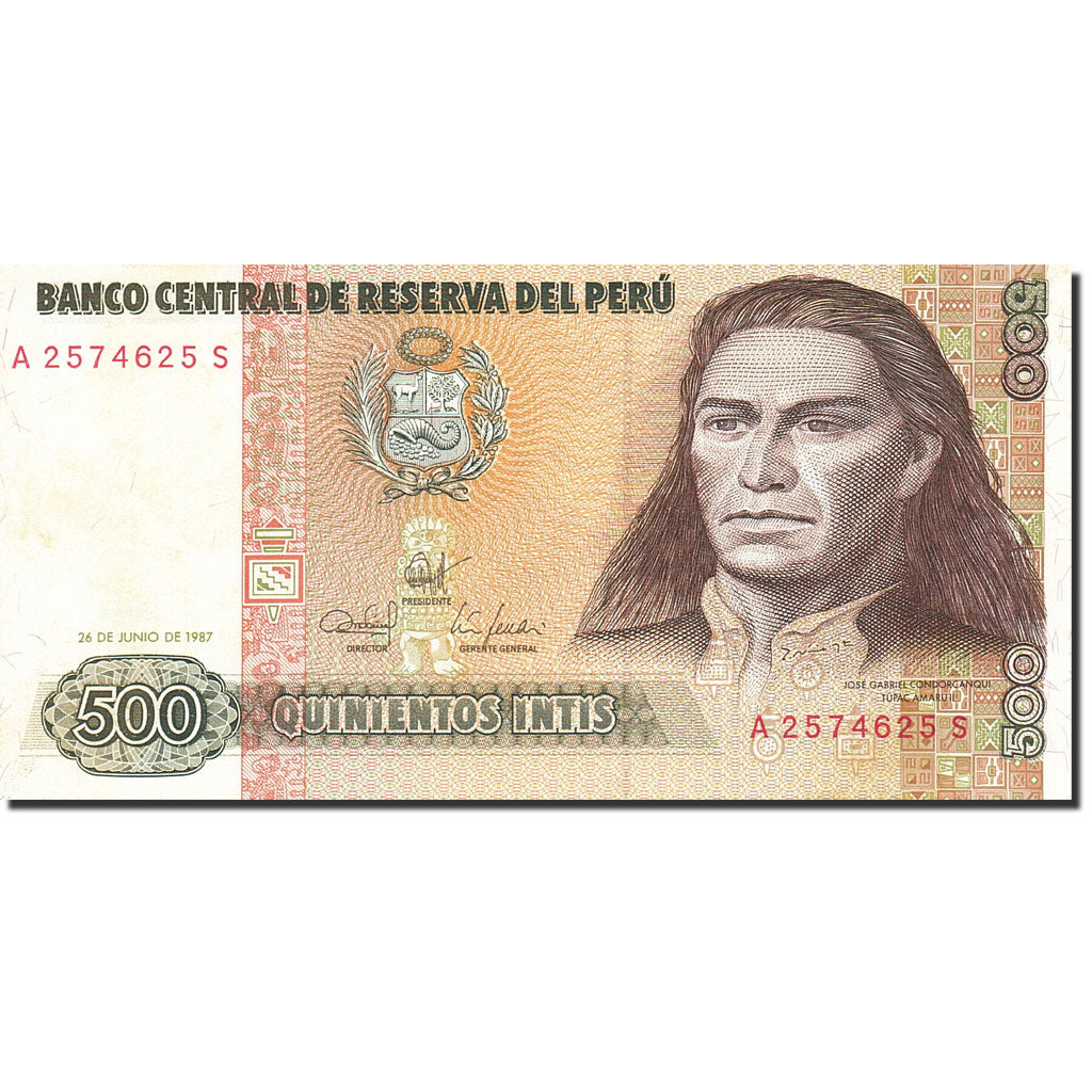 Biljet, Peru, 500 Intis, 1985-1991, 1987-06-26, KM:134b, SUP+