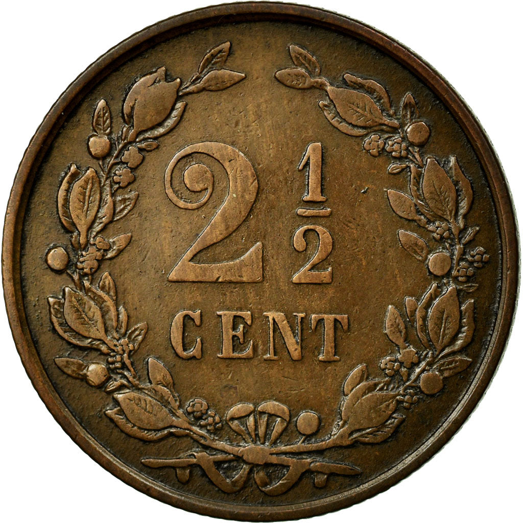 Coin, Netherlands, William III, 2-1/2 Cent, 1883, EF(40-45), Bronze, KM:108.1