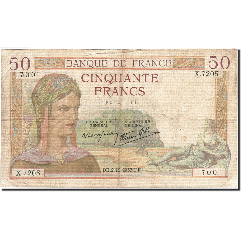 Geldschein, Frankreich, 50 Francs, 1933, 1937-12-02, S, Fayette:18.5, KM:85b