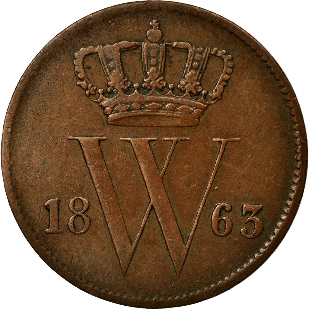 Münze, Niederlande, William III, Cent, 1863, SS, Kupfer, KM:100