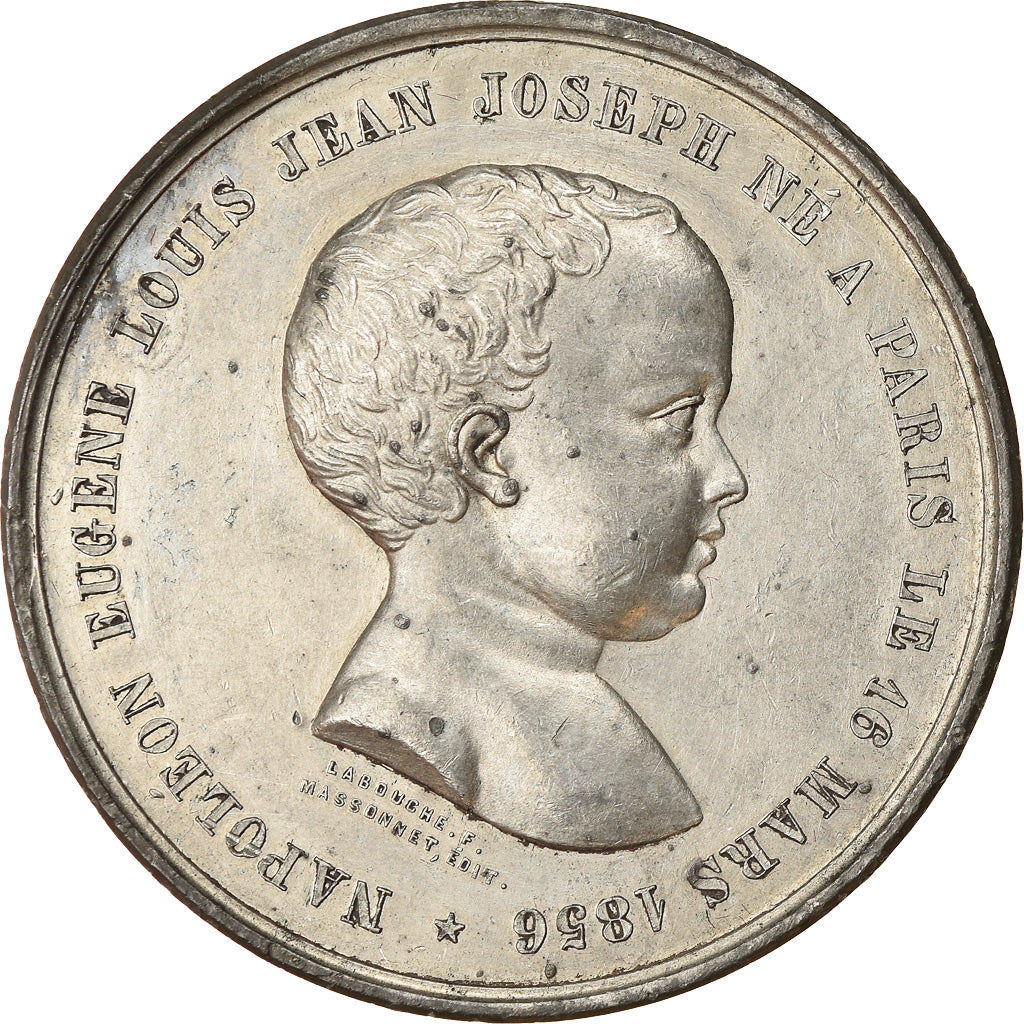 France, Medal, Baptème de Napoléon Eugène Louis, History, 1856, Labouche