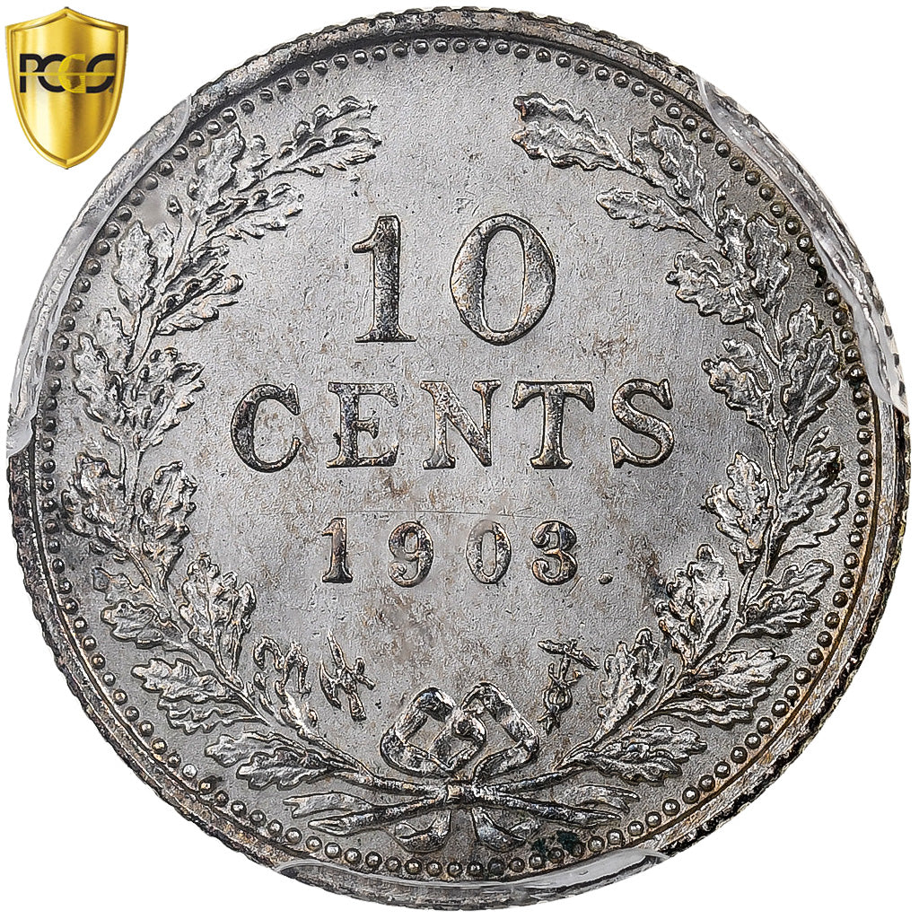 Netherlands, Wilhelmina I, 10 Cents, 1903, Utrecht, Silver, PCGS, MS62, KM:135