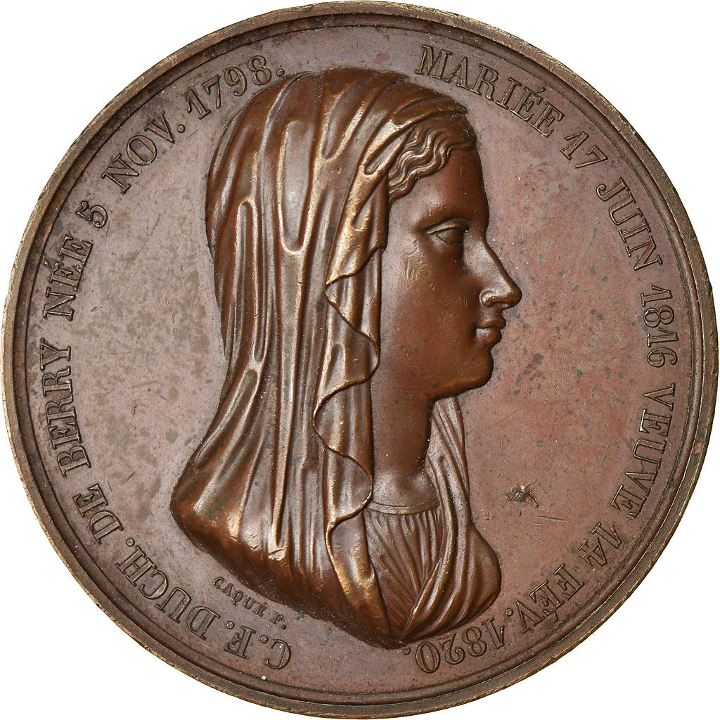 Francia, medalla, Louis XVIII, Duchesse de Berry, Naissance du Duc de Bordeaux