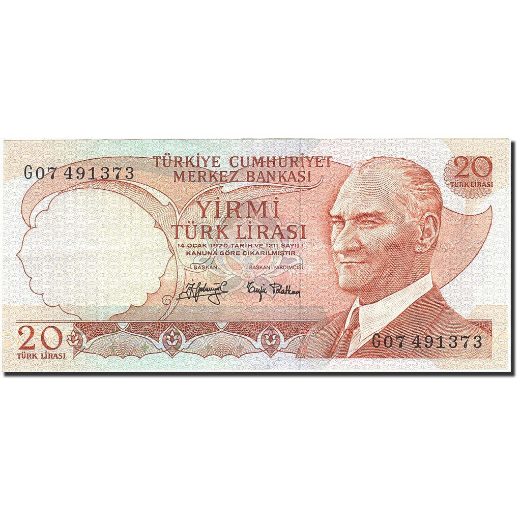 Billete, 20 Lira, 1971-1982, Turquía, KM:187a, 1974, EBC