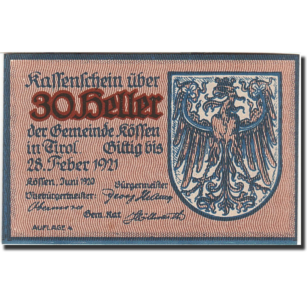 Banknote, Austria, Kaufen in Tirol, 20 Heller, Blason, 1921, 1921-02-28