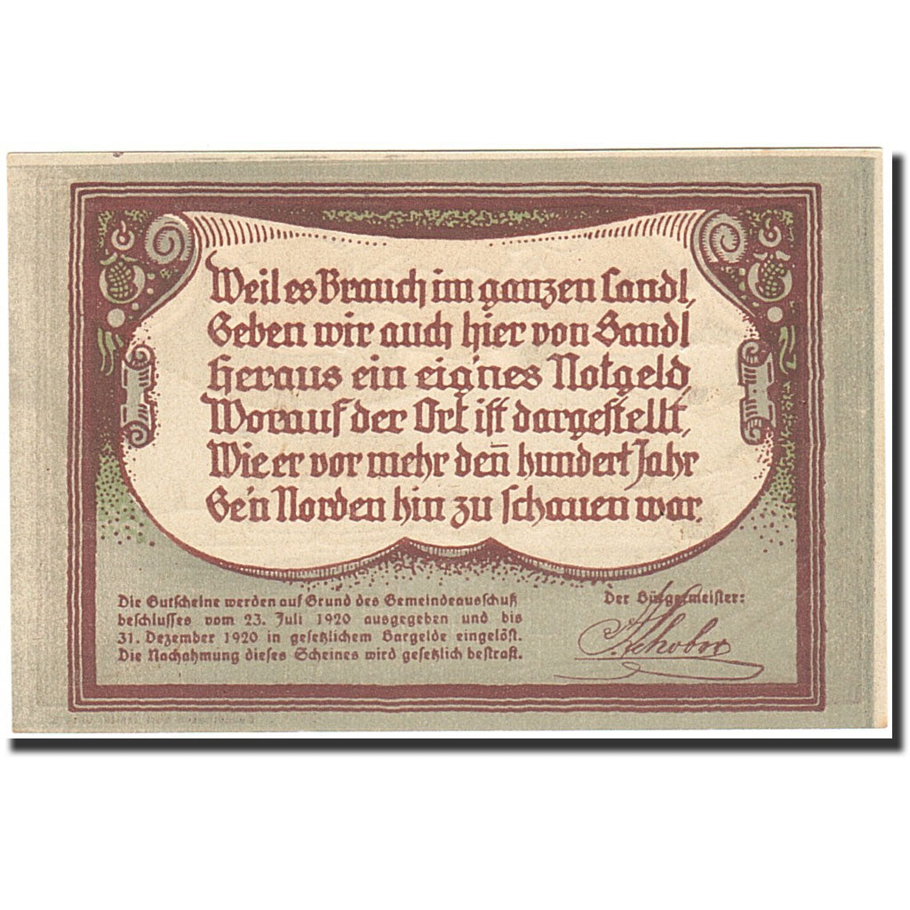 Banknote, Austria, Landl, 80 Heller, village, 1920, 1920-12-31, UNC(65-70)
