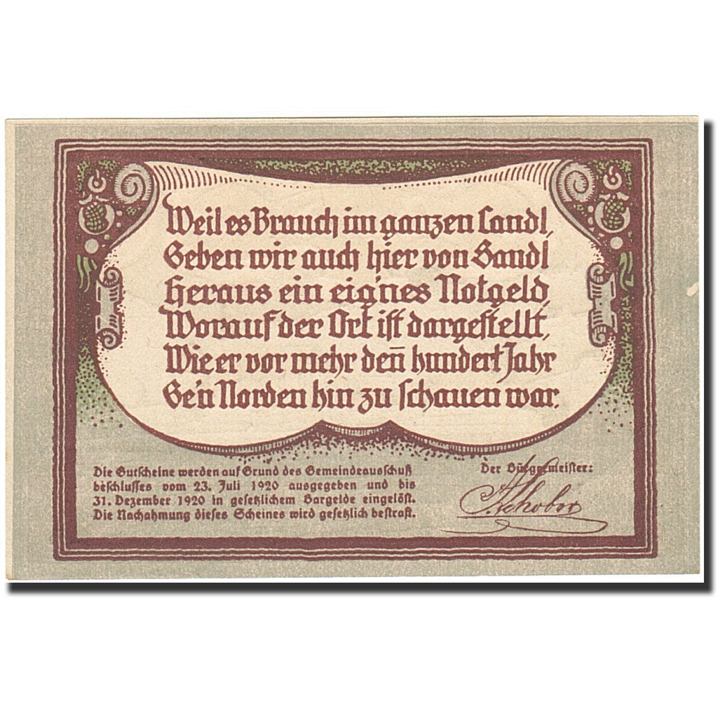 Banknote, Austria, Landl, 90 Heller, village, 1920, 1920-12-31, UNC(65-70)