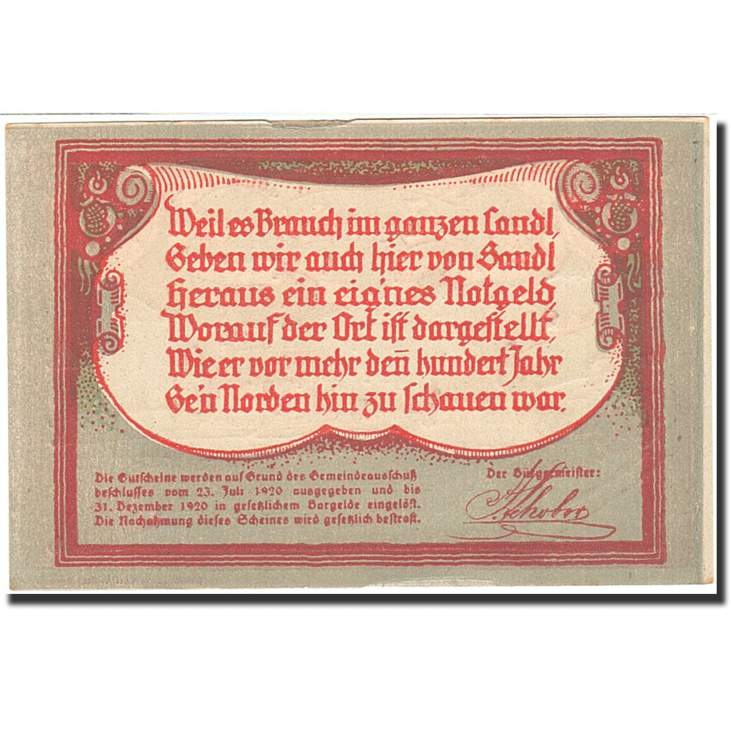 Banconote, Austria, Landl, 80 Heller, village, 1920, 1920-12-31, SPL-