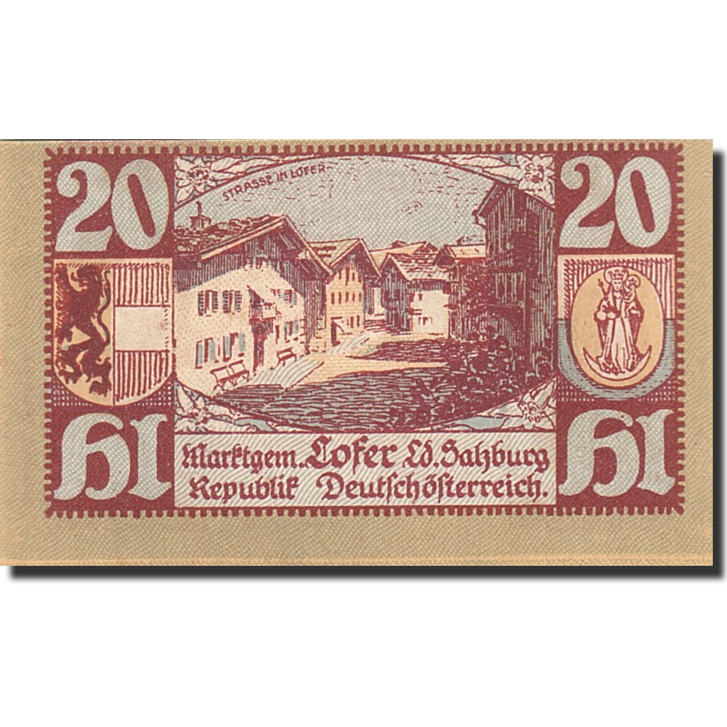 Banknote, Austria, Salzbourg, 20 Heller, personnage, 1921, 1921-02-28