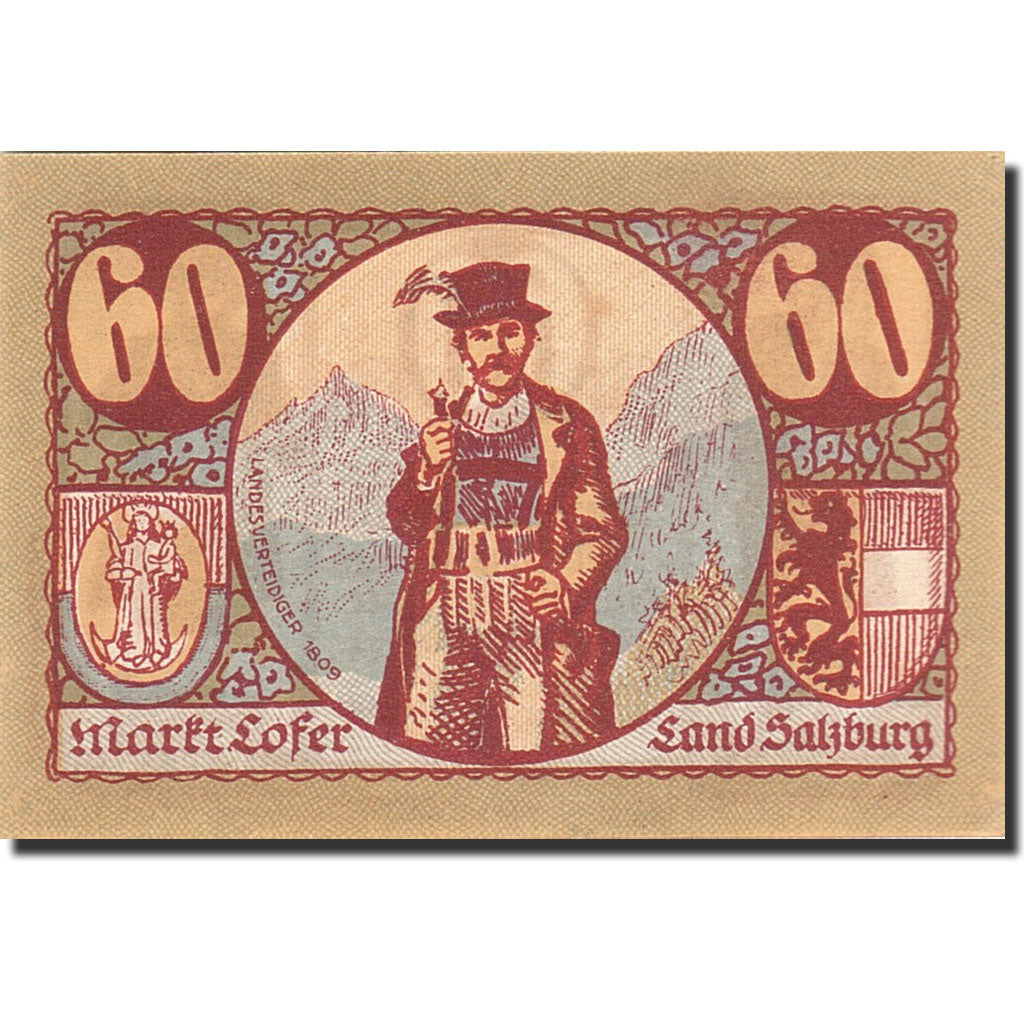 Banknote, Austria, Salzbourg, 50 Heller, personnage, 1921, 1921-02-28, UNC(64)
