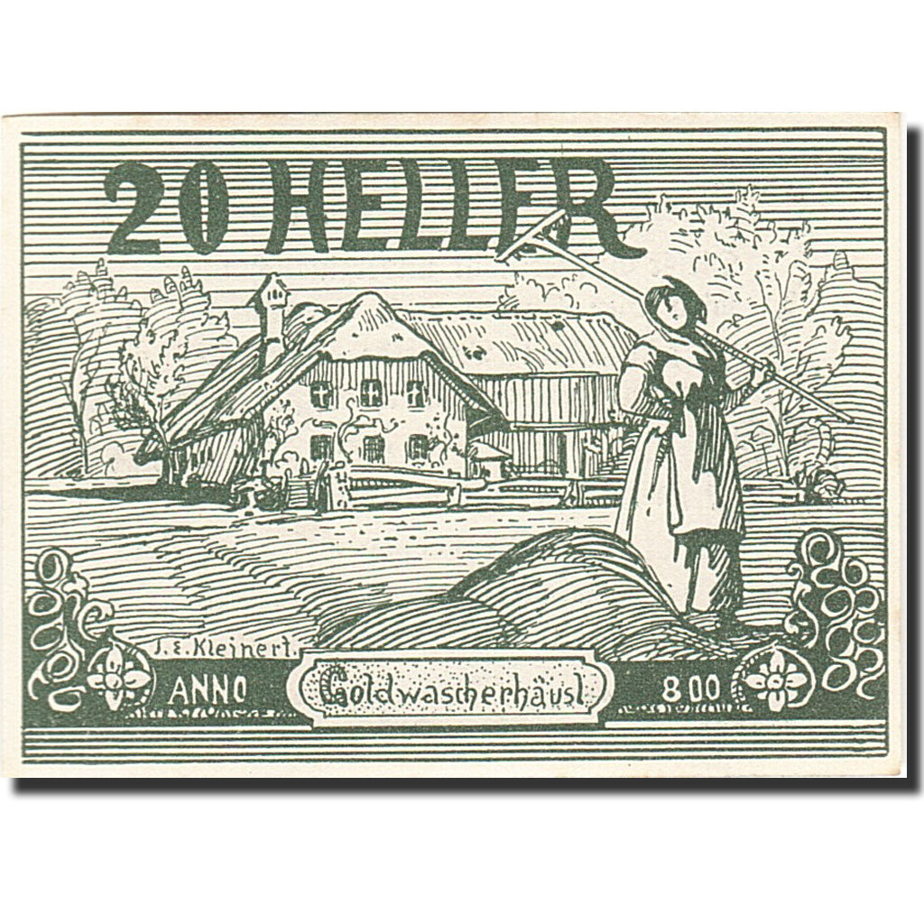 Banknote, Austria, Goldwörth, 20 Heller, ferme, 1920, 1920-12-31, UNC(64)