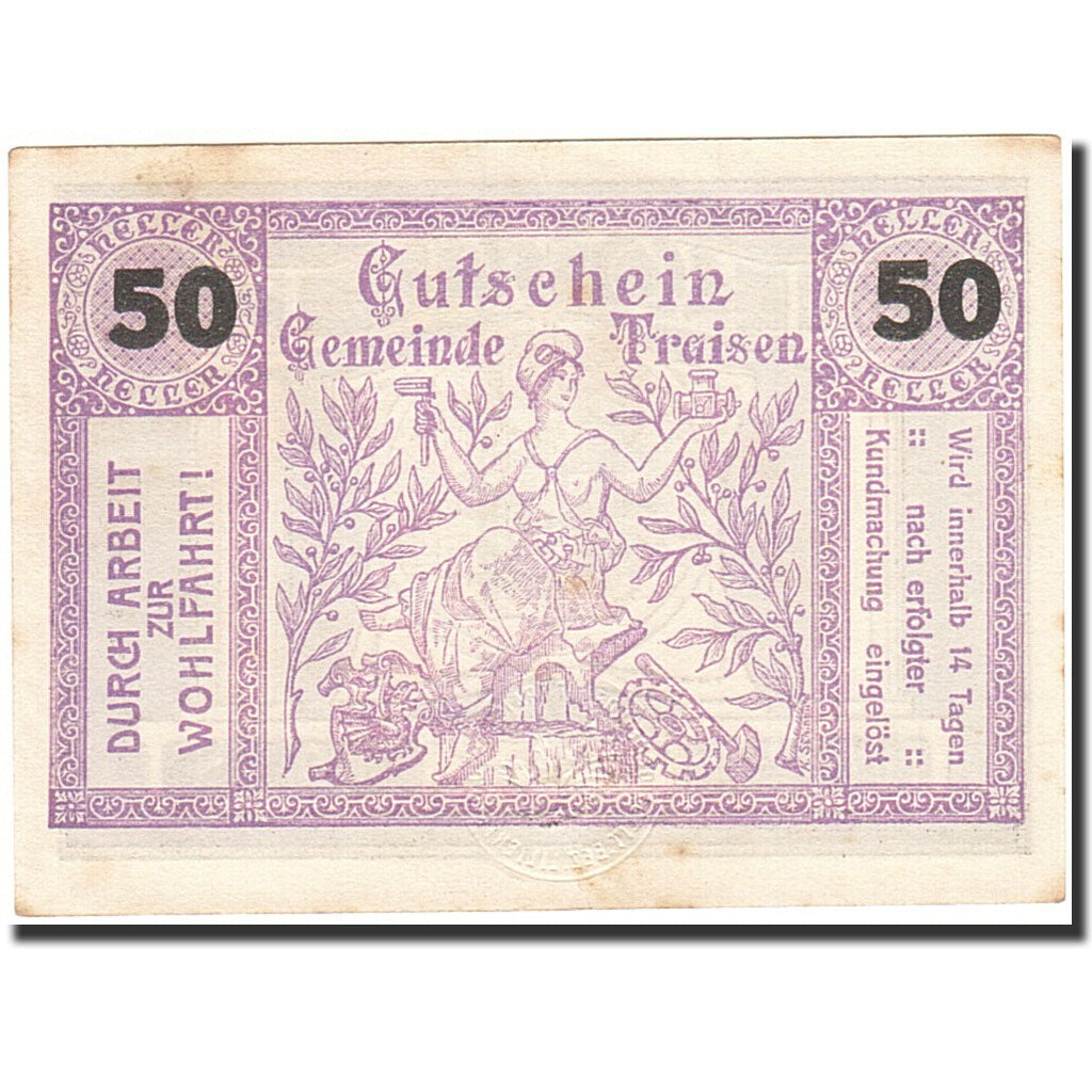 Banknote, Austria, Traisen, 50 Heller, personnage, 1920, 1920-12-31, AU(50-53)