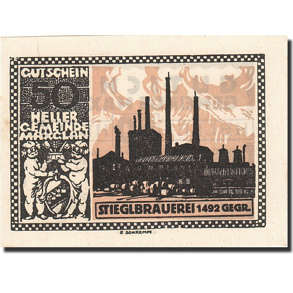 Banknote, Austria, Maxglan, 50 Heller, Usine, 1920, 1920-11-01, UNC(65-70)