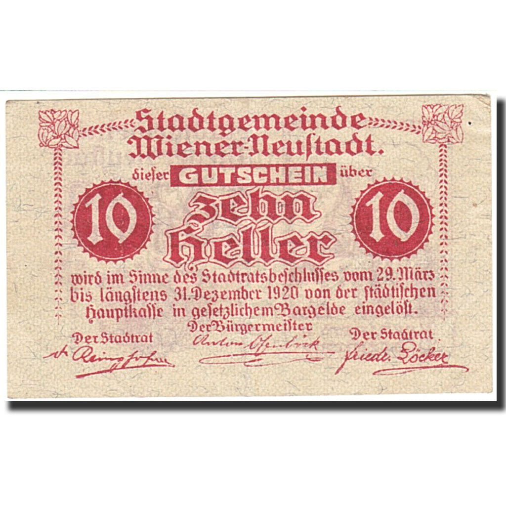Banknote, Austria, Vienne, 10 Heller, valeur faciale, 1920, 1920-12-31