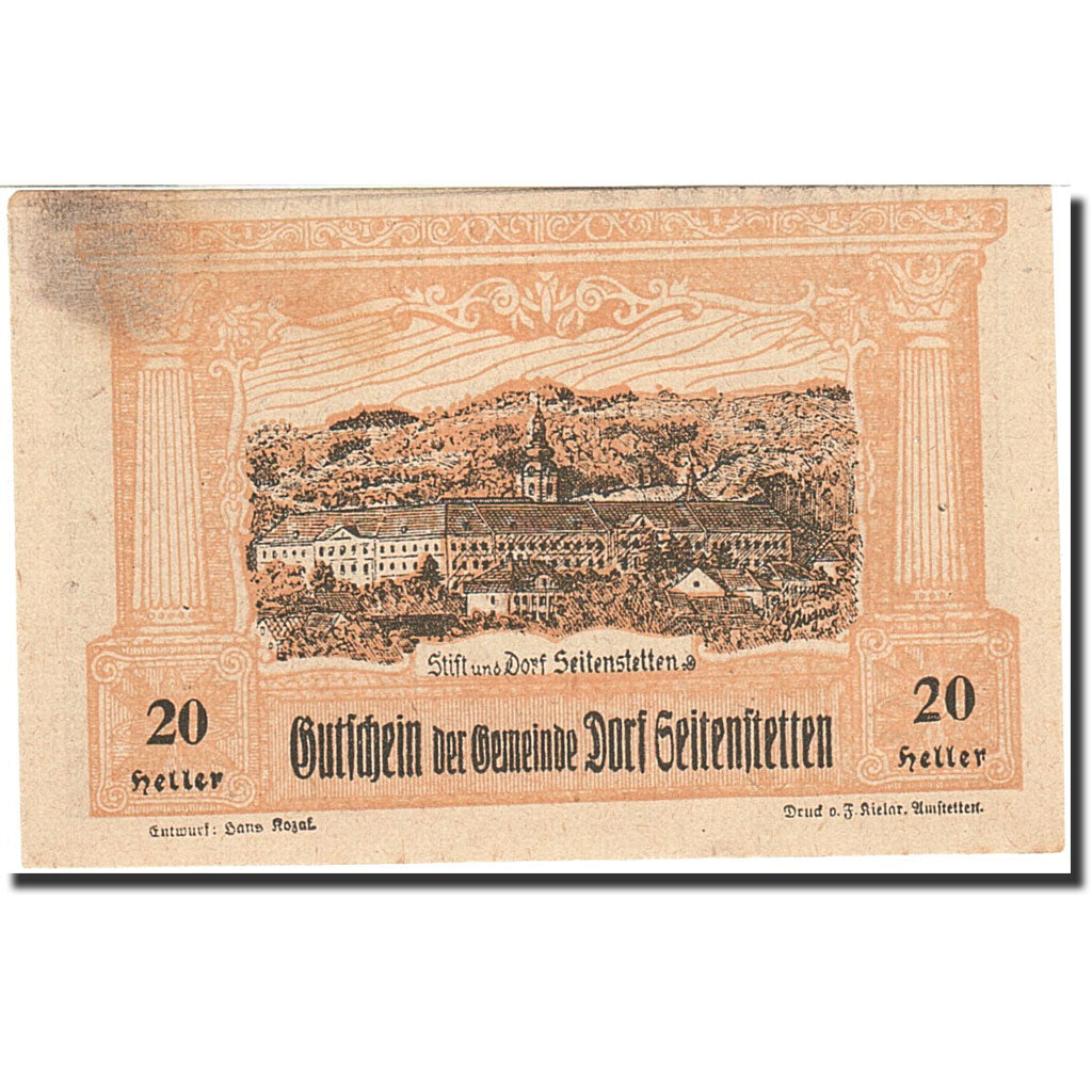Banknote, Austria, Seitenstetten, 20 Heller, cimetière, 1920, 1920-12-30