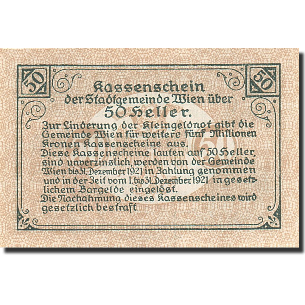 Banknote, Austria, Vienne, 50 Heller, château, 1921, 1921-12-31, UNC(64)