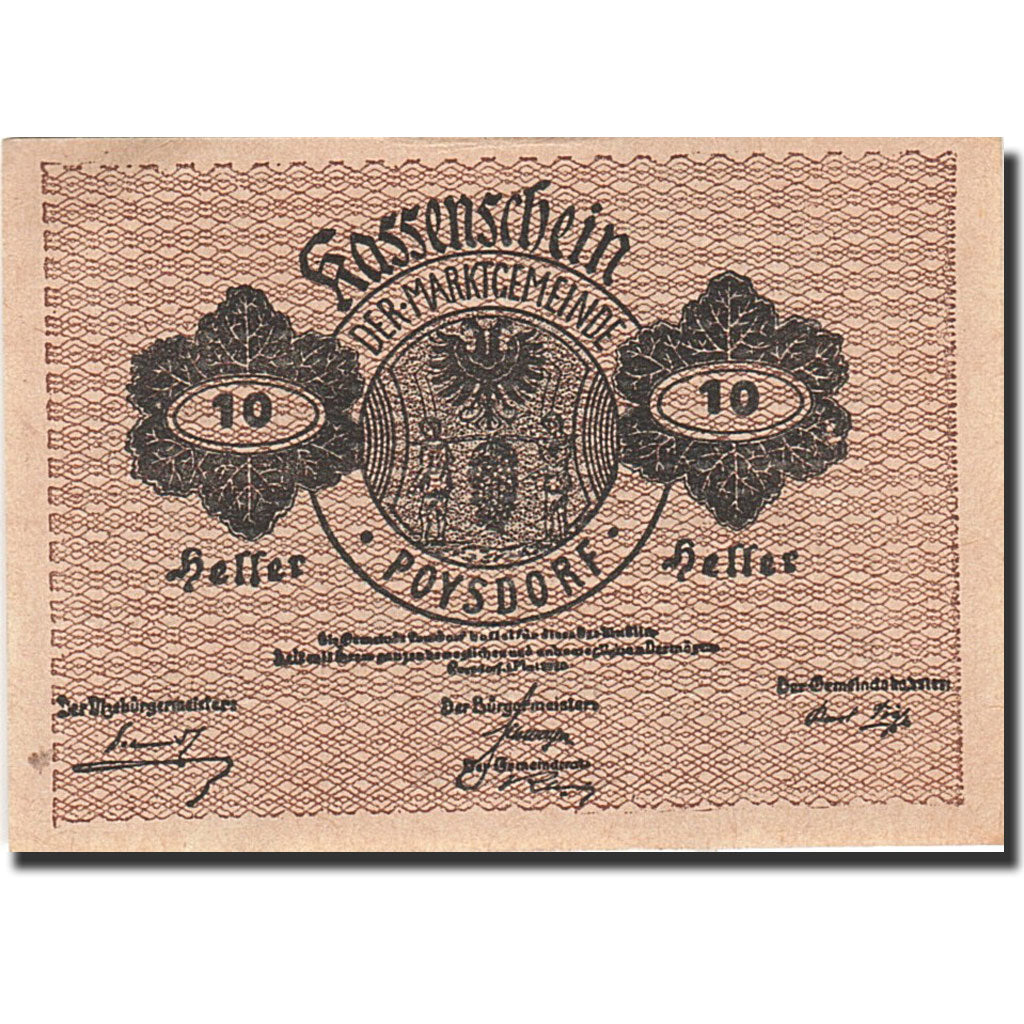 Banknote, Austria, Poysdorf, 10 Heller, valeur faciale, 1920, 1920-12-31