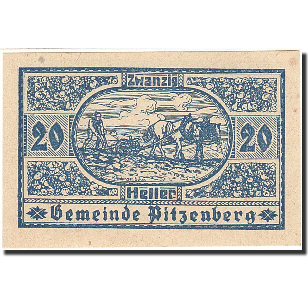 Banknote, Austria, Pitzenberg, 20 Heller, agriculteur, 1920, 1920-10-01, UNC(63)