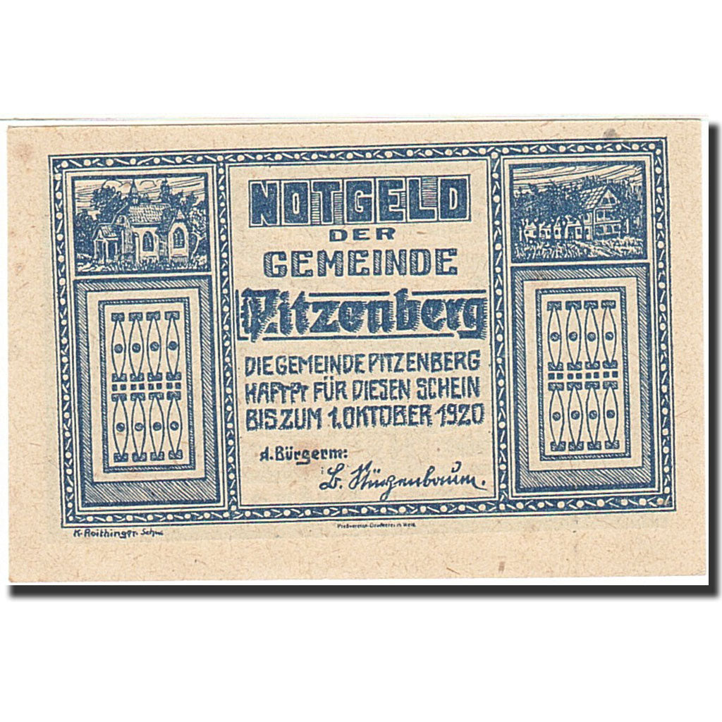 Banknote, Austria, Pitzenberg, 20 Heller, agriculteur, 1920, 1920-10-01, UNC(63)