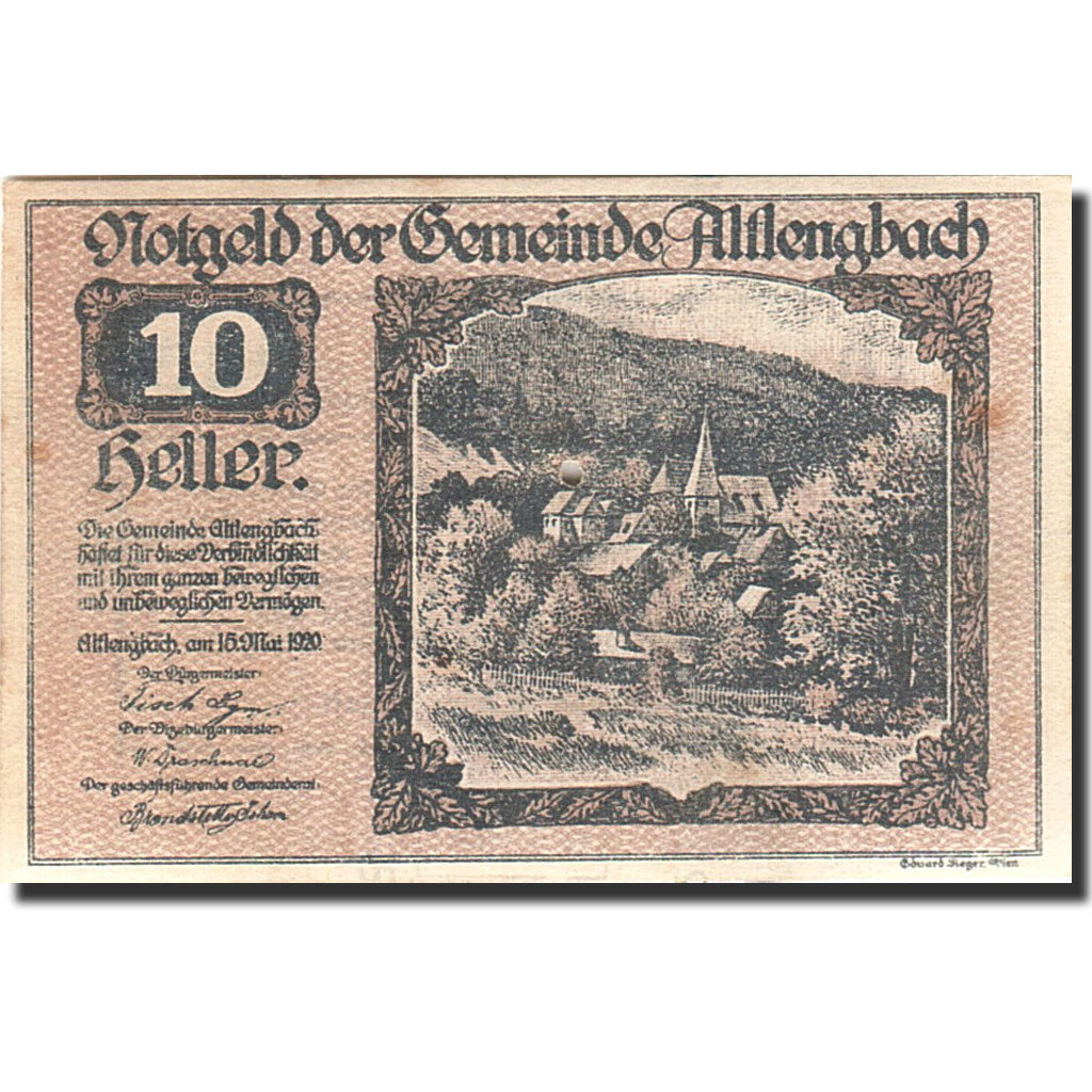 Banknote, Austria, Altlengbach, 10 Heller, village, 1920, 1920-12-31, EF(40-45)