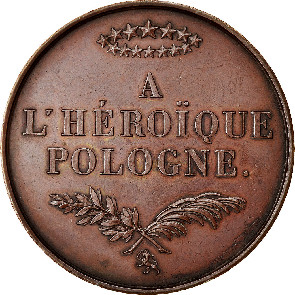Frankrijk, Medaille, Louis Philippe Ier, A l'Héroïque Pologne, 1831, Barre