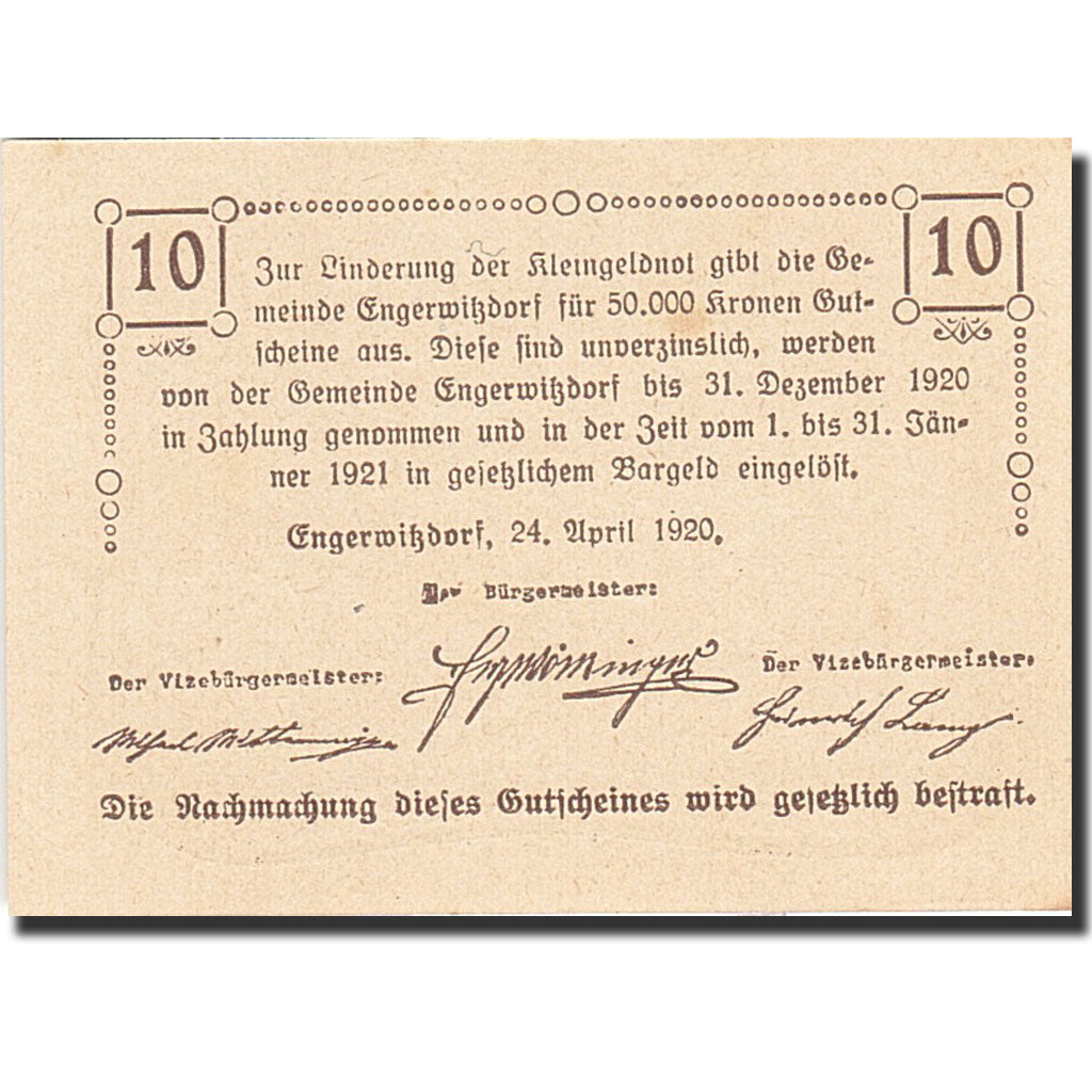 Banknote, Austria, Engerwitzdorf, 10 Heller, agriculteur, 1921, 1921-01-31
