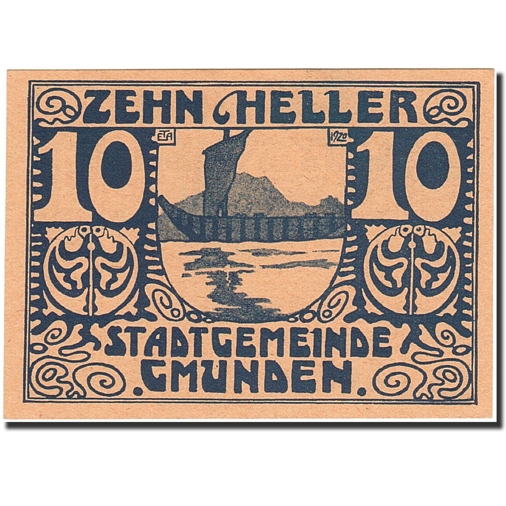 Banknote, Austria, Gmunden, 10 Heller, bateau, 1920, 1920-03-31, UNC(64)