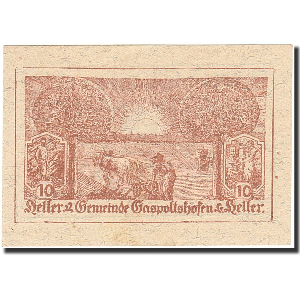 Banconote, Austria, Gaspoltshofen, 10 Heller, agriculteur, 1920, 1920-12-31, FDS