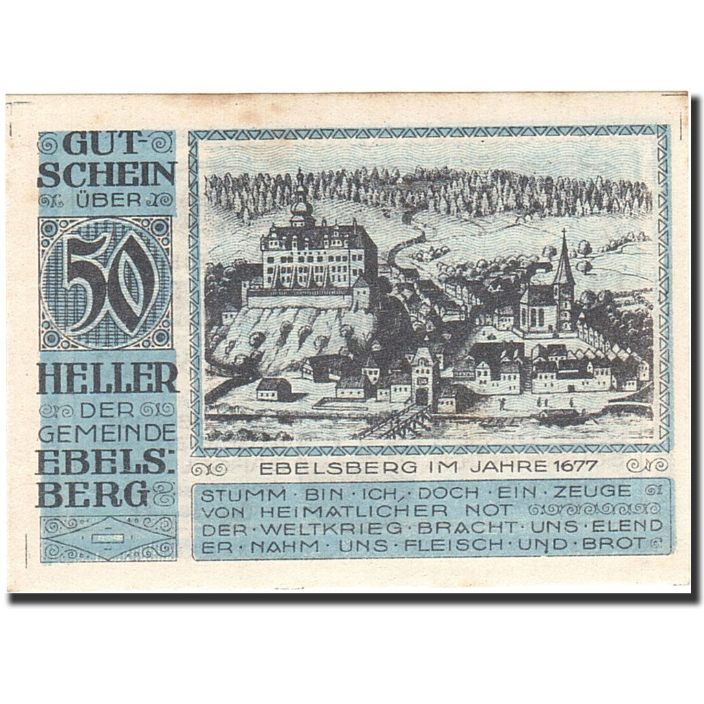 Banknote, Austria, Ebelsberg, 50 Heller, Blason, 1920, 1920-09-30, UNC(60-62)
